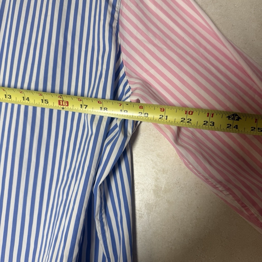 Frank And Eileen Color Block Striped Button Up Long Sleeve Multicolor L Italy - Picture 9 of 9